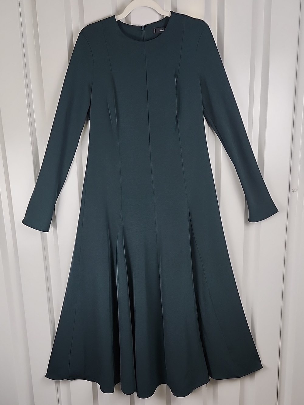Mango MNG Womens Dark Green Long-Sleeve Flared Maxi Dress Sz 8 NWT Forest Fairy - Picture 2 of 10